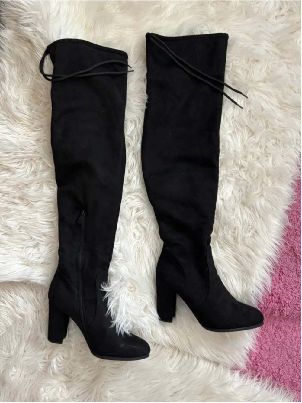 Dream Pairs Black knee thigh high Boots Chunky Heel Stretch Boots Sexy Fall 8.5